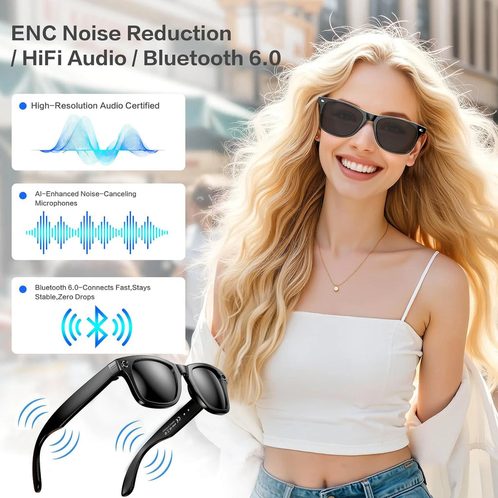 Gafas Inteligentes AI con Cámara 800W - Lentes Fotocromáticos, Traducción y Llamadas Bluetooth