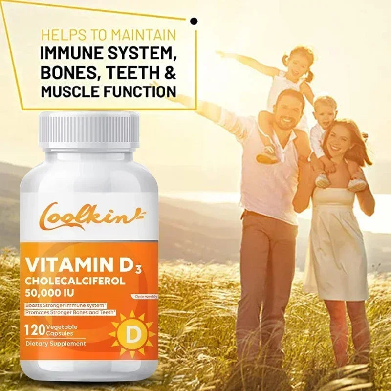 Vitamina D3 50,000 UI Xemenry | Apoyo para Huesos Fuertes, Función Muscular, Sistema Nervioso e Inmunidad