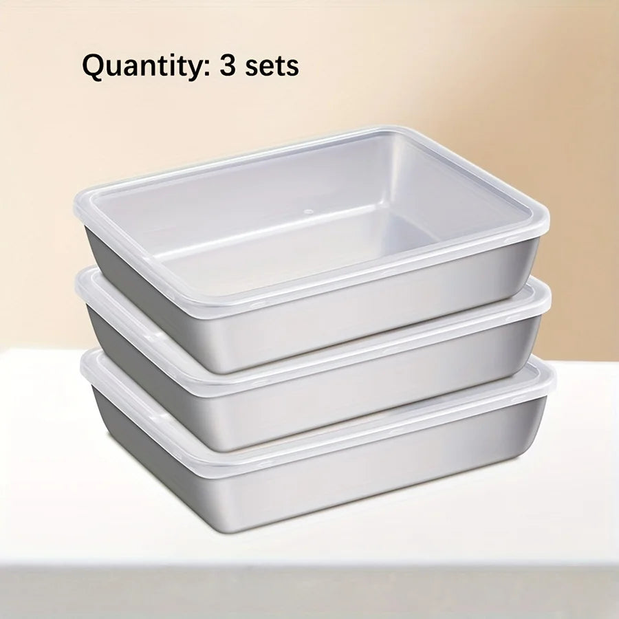 Juego de contenedores de almacenamiento de alimentos de acero inoxidable de 3 piezas, organizadores de cocina herméticos sin BPA para frigorífico/despensa/productos secos
