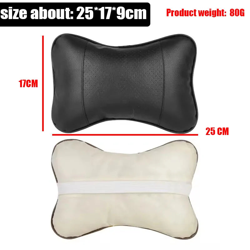 Almohadas para el cuello del coche, paquete de 1 Uds. De cuero Pu de ambos lados, reposacabezas para aliviar el dolor de cabeza, almohada Universal de fibra rellena para coche