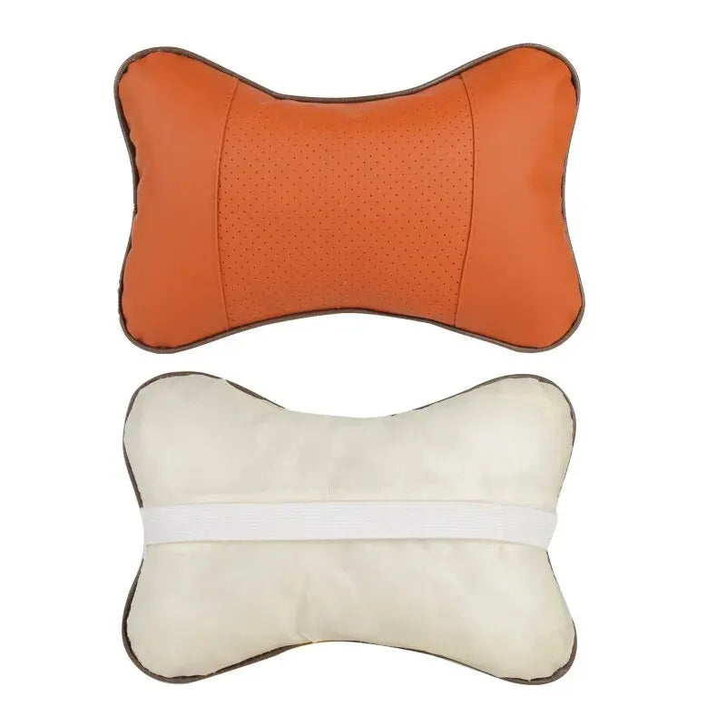 Almohadas para el cuello del coche, paquete de 1 Uds. De cuero Pu de ambos lados, reposacabezas para aliviar el dolor de cabeza, almohada Universal de fibra rellena para coche