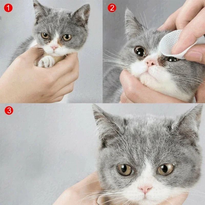 Toallitas de Limpieza para Ojos de Mascotas - Quitamanchas Suaves para Perros y Gatos (130 pcs)