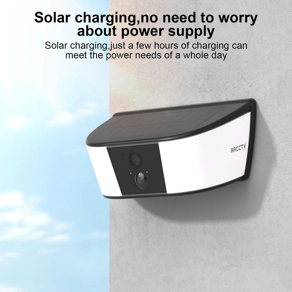 Cámara Solar de Seguridad ARCCTV 2K WiFi - Exterior con Reflector, Detección Humana y Audio Bidireccional
