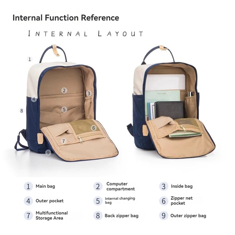 Mochila para Laptop 15.6" Mujer - Impermeable con Portavasos Gran Capacidad