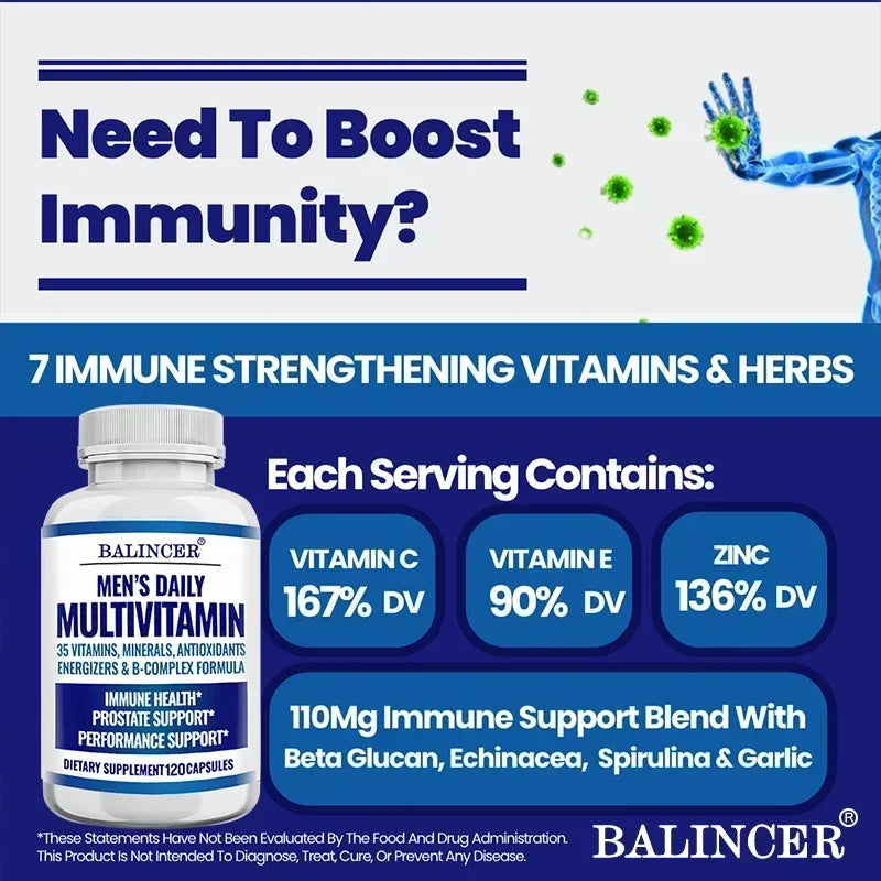 Multivitamina para Hombres Daitea | Apoyo para Energía, Corazón, Inmunidad y Salud de la Próstata