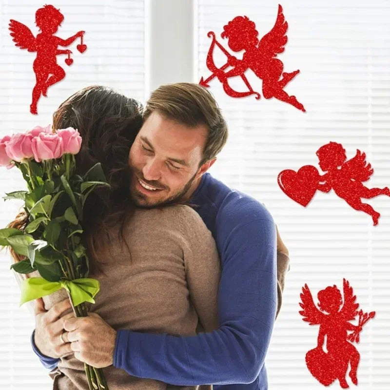 Pegatina para ventana con tema de amor de Cupido para el Día de San Valentín, decoración para fiesta del 14 de febrero de 2026, accesorios para el hogar