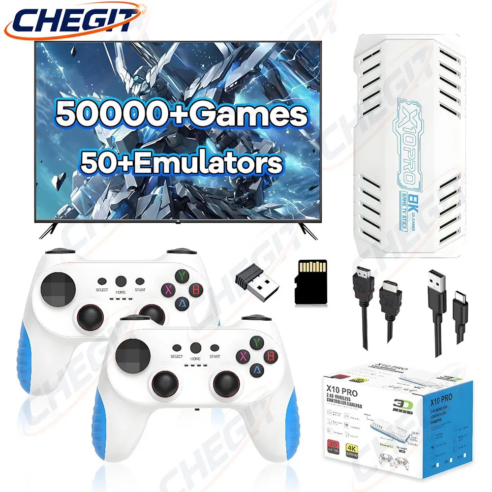 Nuevo 128G 50000 + Game Stick X10 Pro 4K Video TV consola de juegos inalámbricos Gamepads Videojuego/64G 20000+ juegos Arcade clásicos
