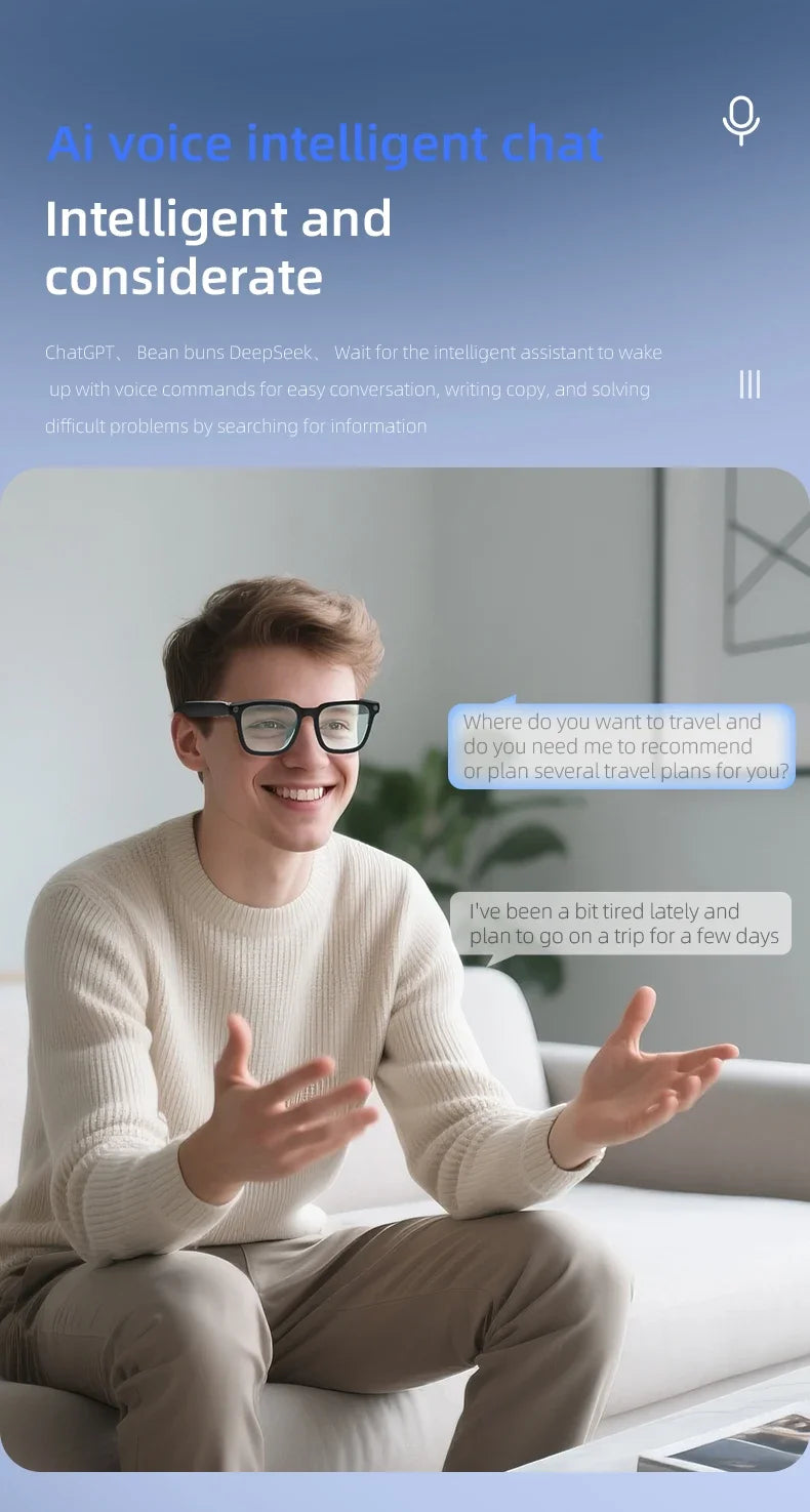 Gafas inteligentes AI, traducción AI, cámara HD de 8MP, imagen de disparo 4K, grabación de conversación, escucha de música, novedad de 2026