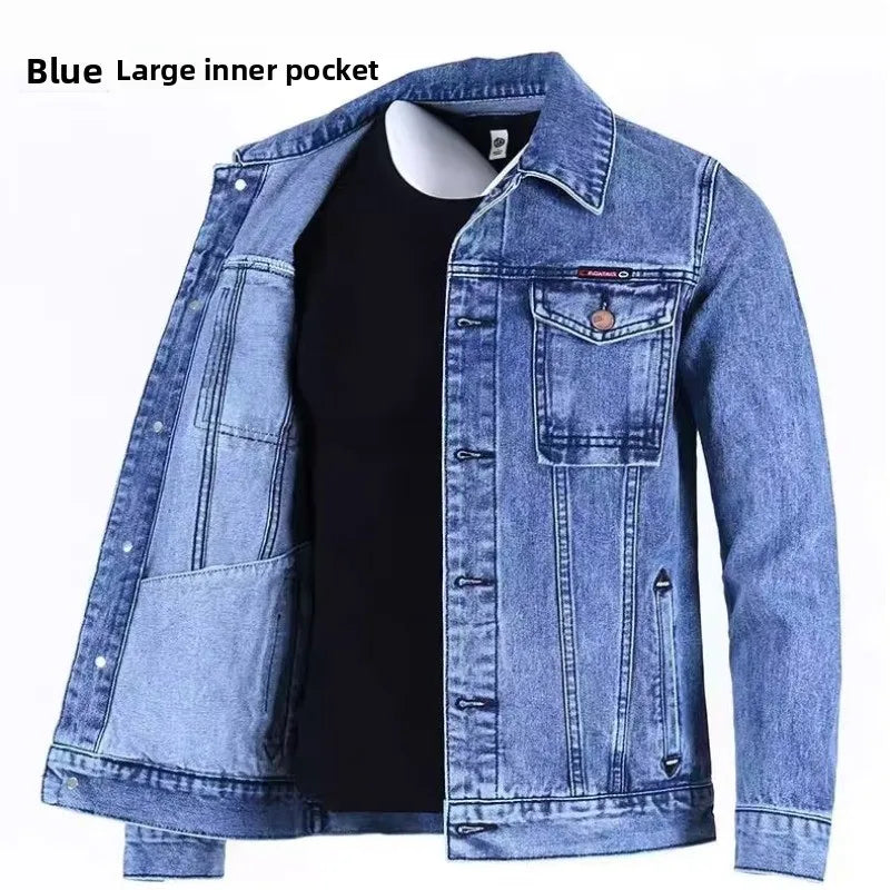 Chaqueta de mezclilla informal a la moda para hombre, ropa de trabajo, estilo clásico, manga larga, resistente al viento, par...