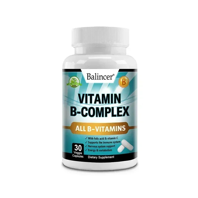 Complejo de Vitamina B Balincer con Ácido Fólico y Vitamina C | Apoyo para Energía, Sistema Nervioso e Inmunidad