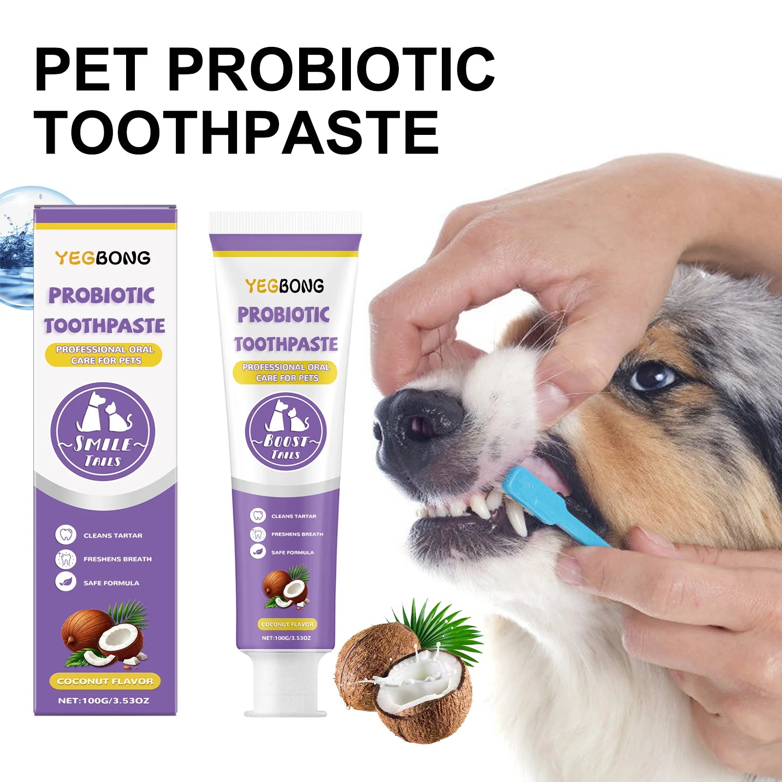 Pasta Dental Probiótica para Perros y Gatos – Elimina Sarro, Refresca el Aliento y Cuida Encías (100g)