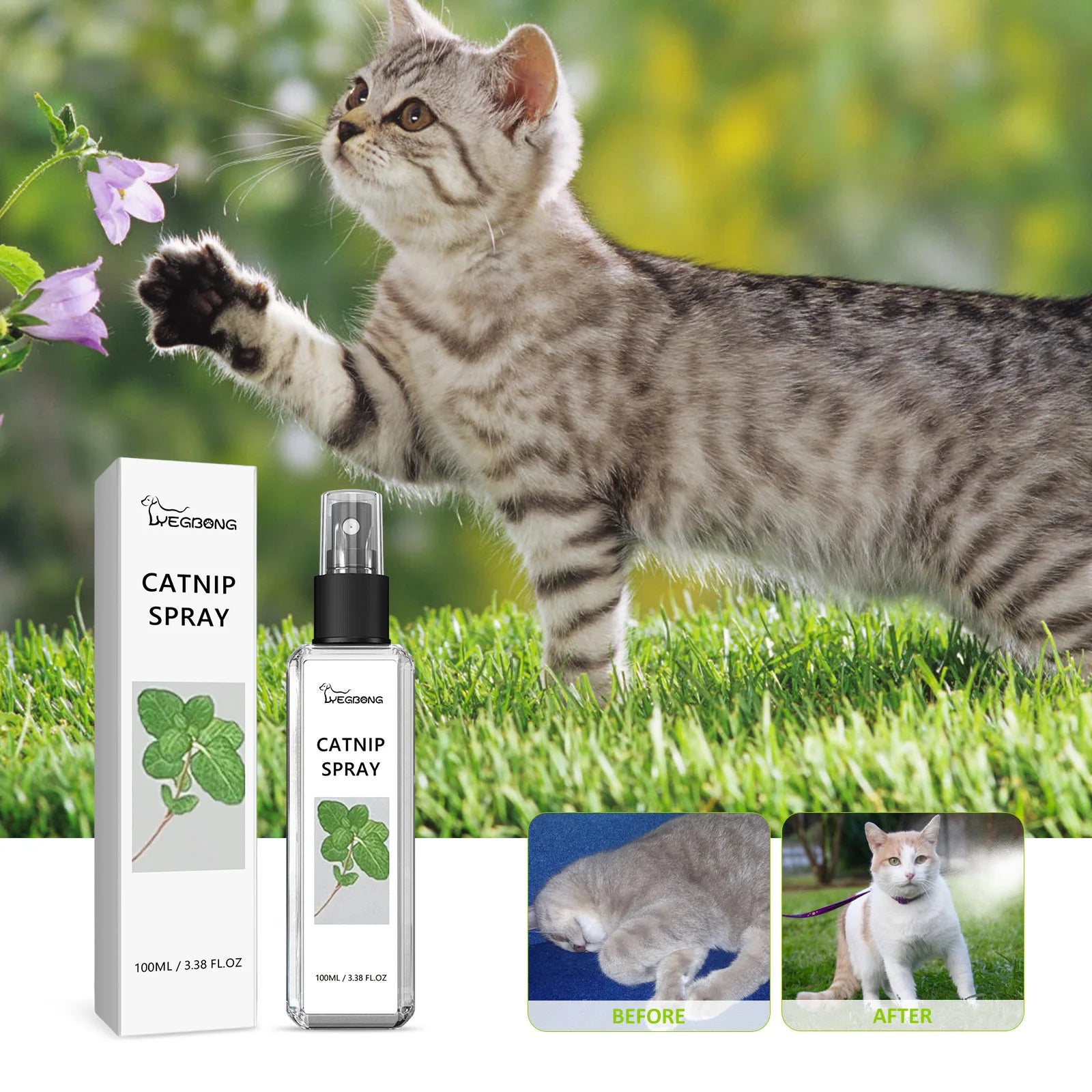 Spray de Hierba Gatera para Gatos 100 ml – Calmante Natural, Entrenamiento y Diversión con Menta