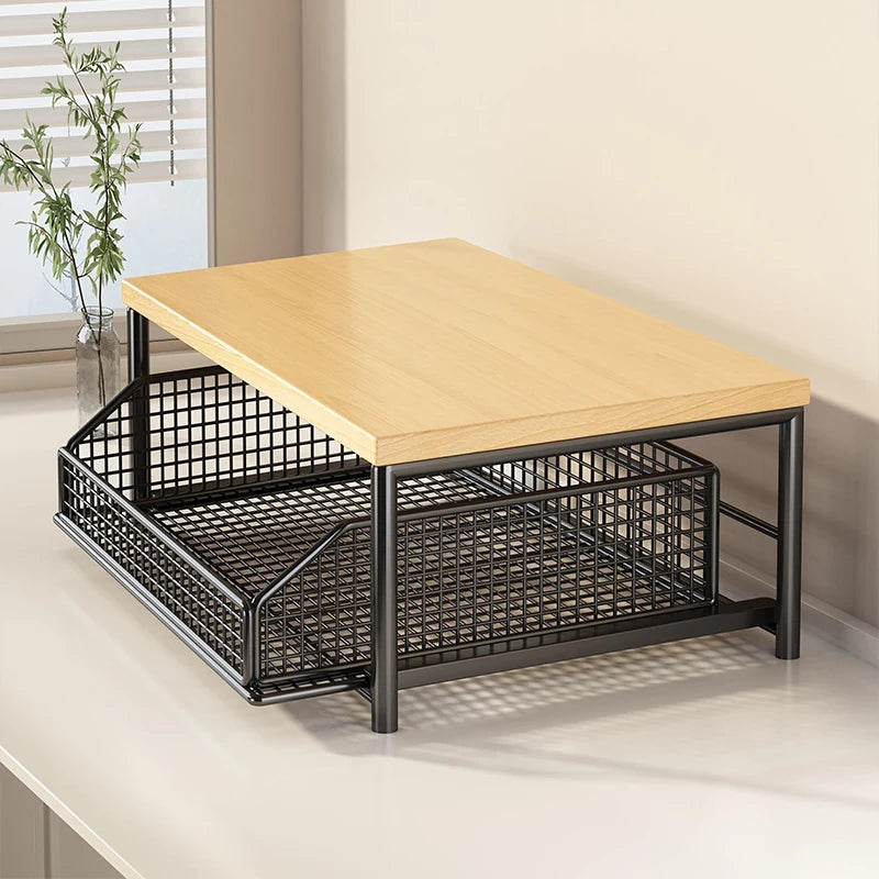 Organizador de Cocina Multi-Nivel de Madera | Maximiza Espacio en Gabinetes y Encimeras – Estilo Vintage Elegante