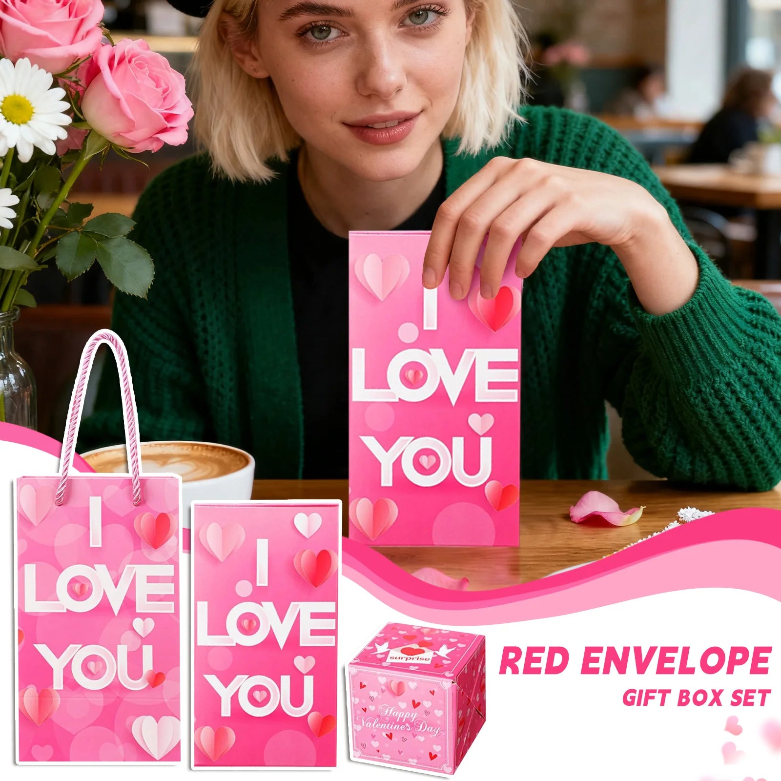 Caja de regalo de rebote sorpresa con tema de amor para el Día de San Valentín, caja de efectivo para regalo de cumpleaños, caja de regalo emergente para dinero, recuerdos de fiesta de San Valentín, 6 uds.