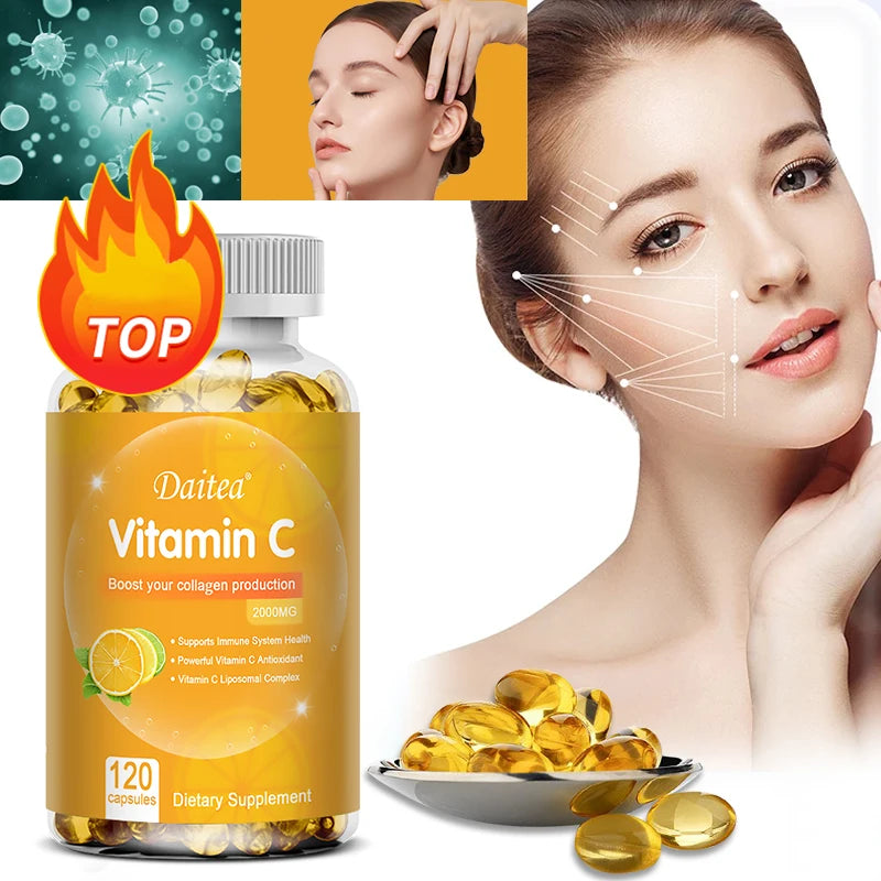 Vitamina C 2000 mg Daitea | Antioxidante Potente para Inmunidad, Piel, Cabello y Uñas
