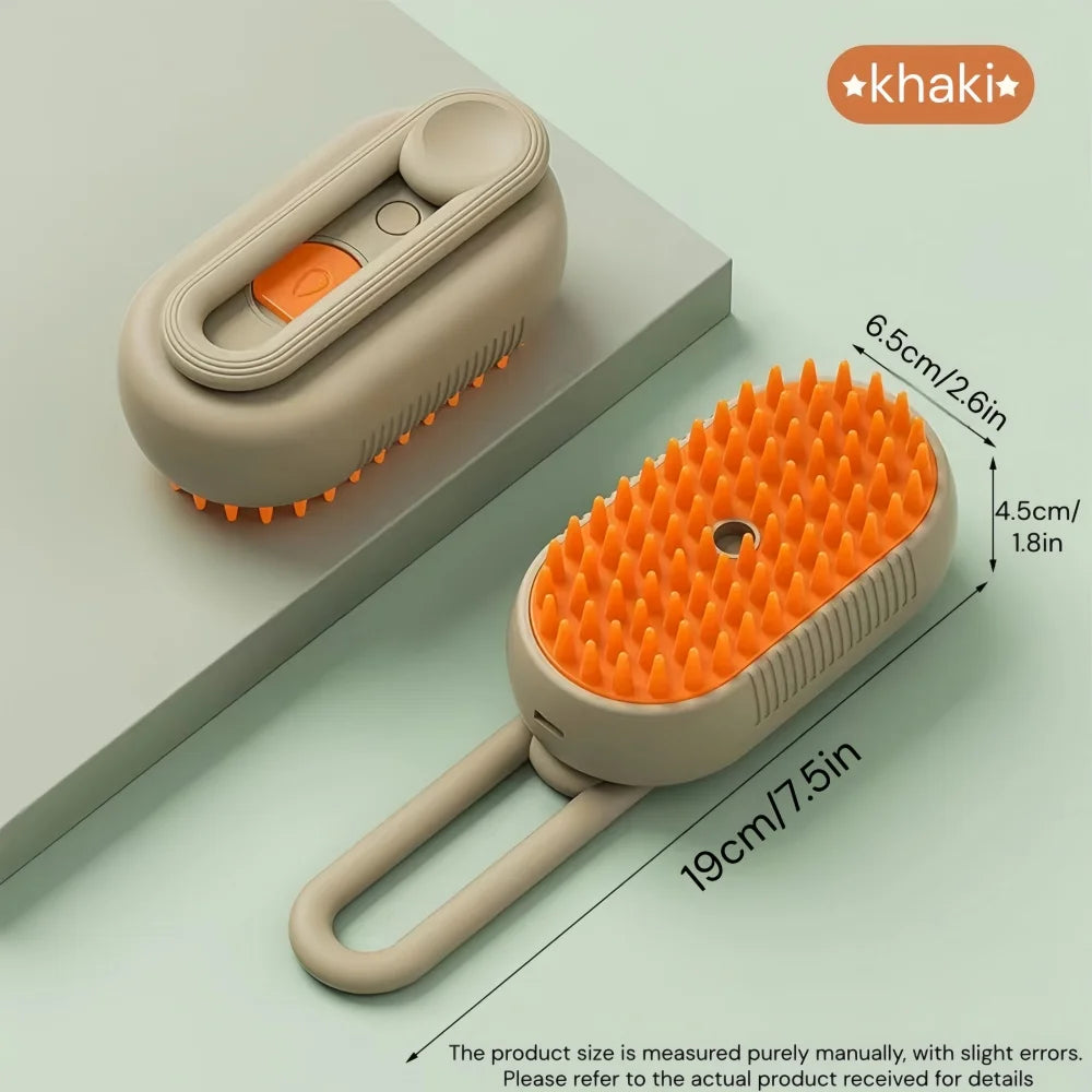 Cepillo de Vapor 3 en 1 para Gatos | Elimina Pelo Suelto, Masaje Relajante y Spray Vaporizador – Recargable USB