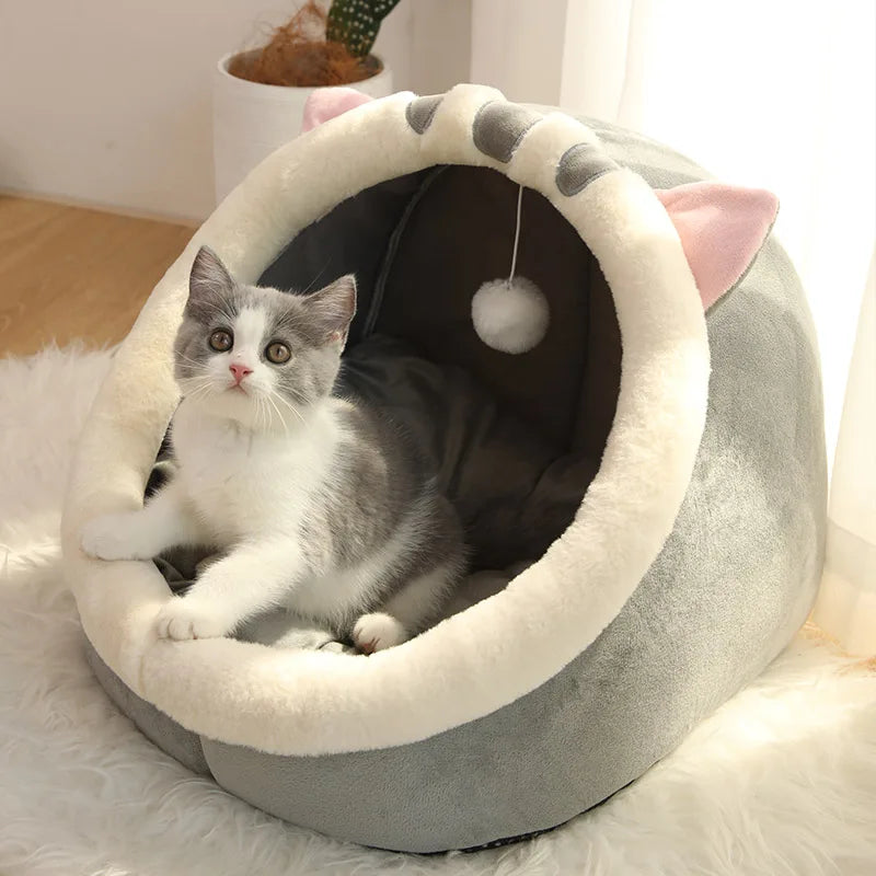 🐾 Cama Tipo Cueva para Gatos – Suave, Lavable y Plegable | Refugio Cálido para Mascotas