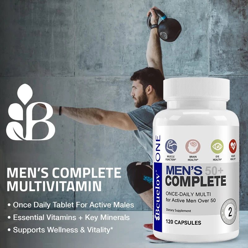 Multivitamina Masculina 50+ Bcuelov | Apoyo para Memoria, Cerebro, Ojos, Corazón, Energía e Inmunidad