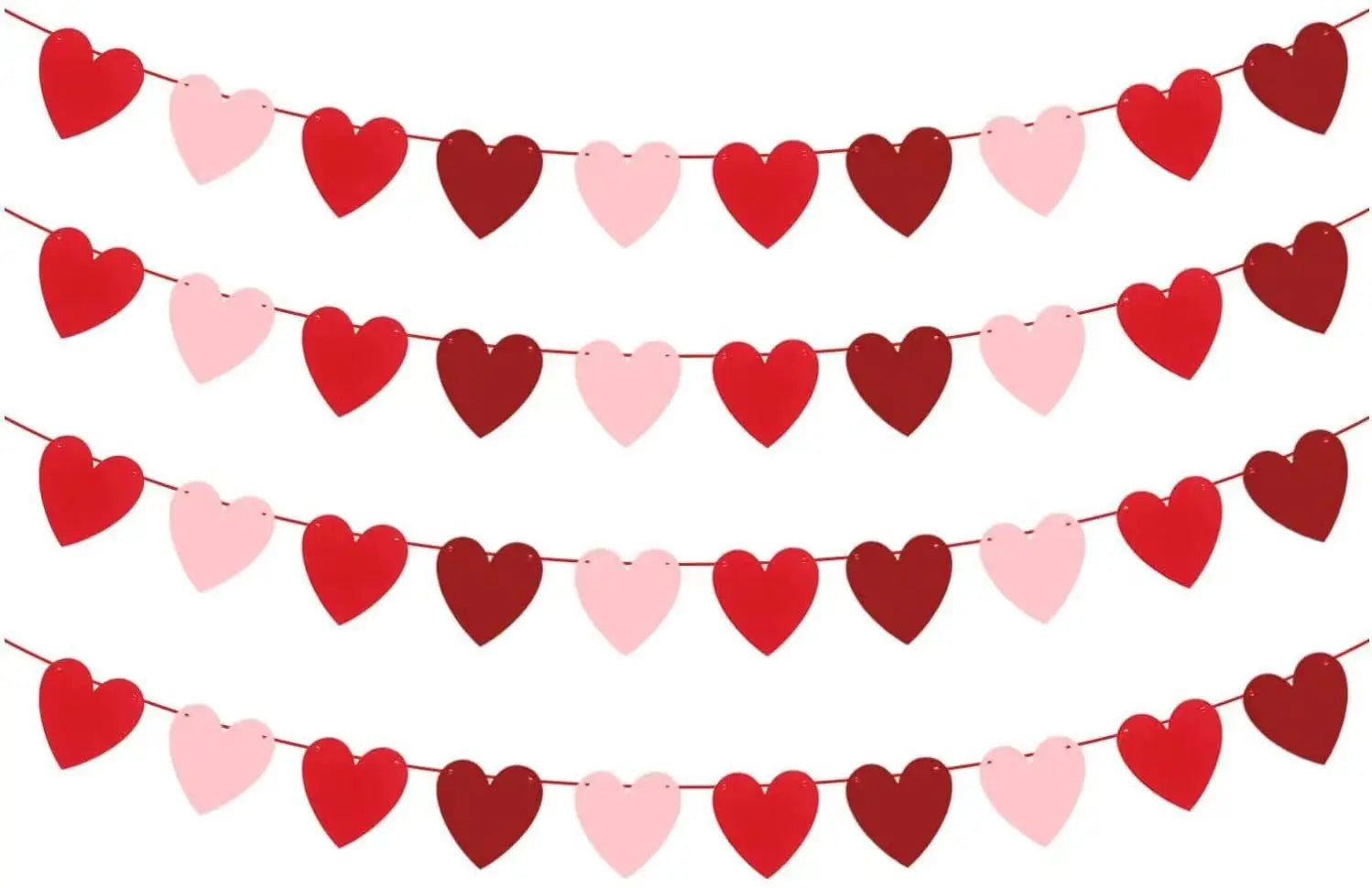 Banner colgante de San Valentín, guirnalda, banderines, corazón de amor rojo, cartel de papel, adorno colgante para puerta, decoración para fiesta de cumpleaños y boda