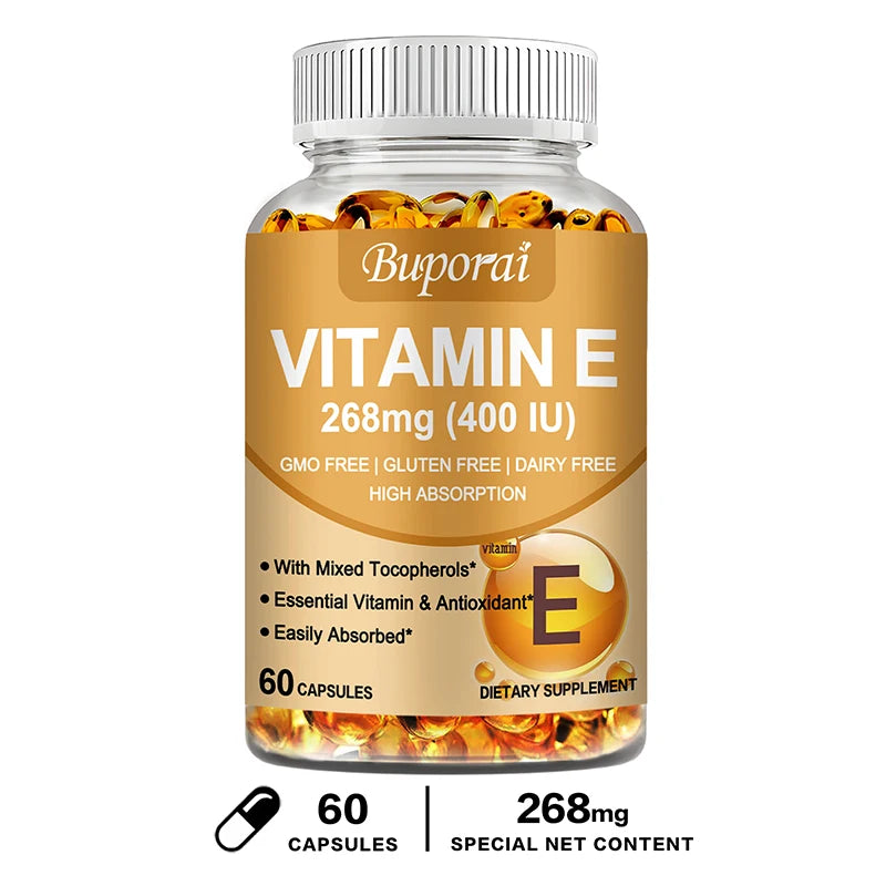 Vitamina E Xemenry | Antioxidante para Piel, Cabello, Uñas, Salud Ocular e Inmunidad (30 / 60 / 120 cápsulas)
