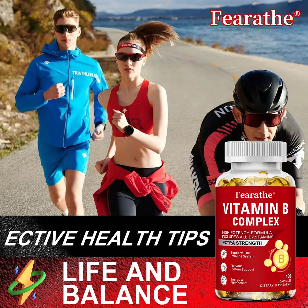 Complejo de Vitamina B Fearathe | B12, B2, B3, B6, Ácido Fólico y Biotina para Energía e Inmunidad