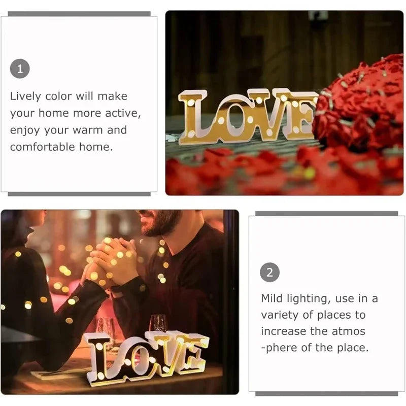 Luces LED de amor para el Día de San Valentín, luces con letras románticas, decoración de escritorio para el hogar, accesorios de ambiente de boda, decoración para fiestas navideñas