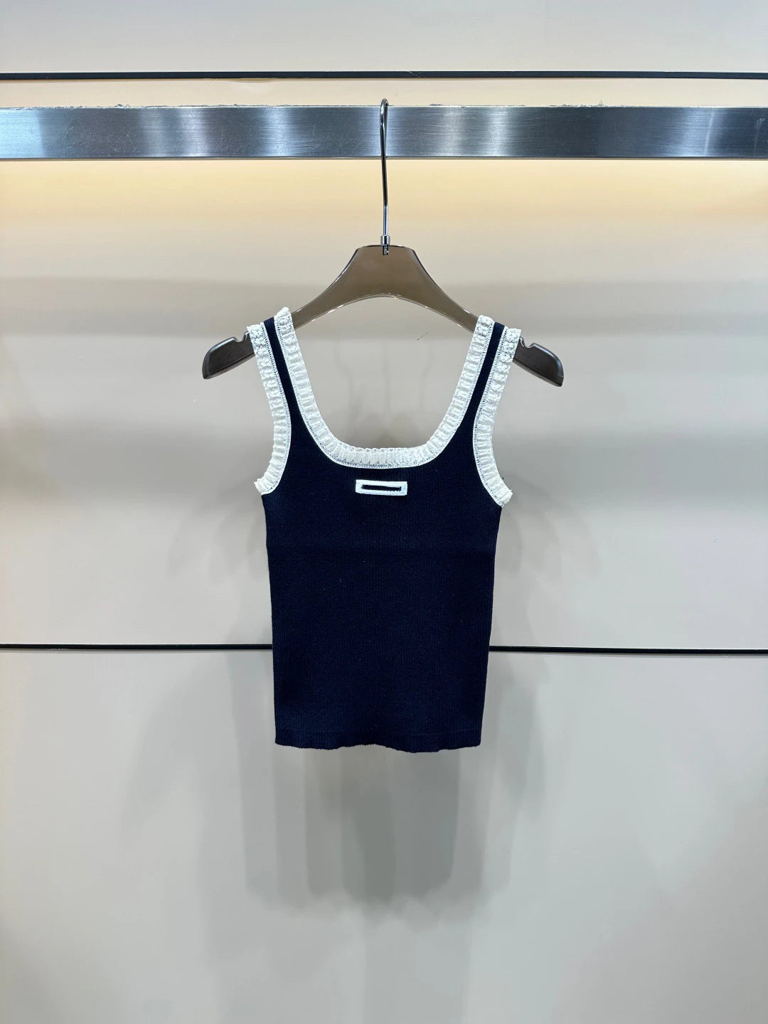 Ceco de Punto con Encaje de Diseño Coreano de Moda, Estilo Informal para Mujer, Color Sólido