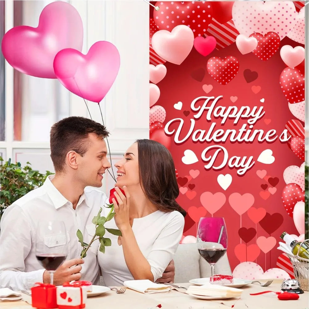 Banner de cubierta de puerta para el Día de San Valentín, rosas rojas, amor, fotografía, decoración de fondo, boda, novia, suministros para fiesta del Día de la madre