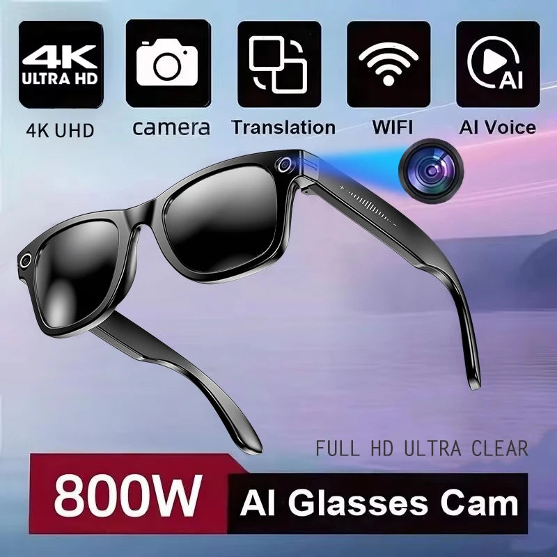 Gafas Inteligentes AI con Cámara 800W - Lentes Fotocromáticos, Traducción y Llamadas Bluetooth