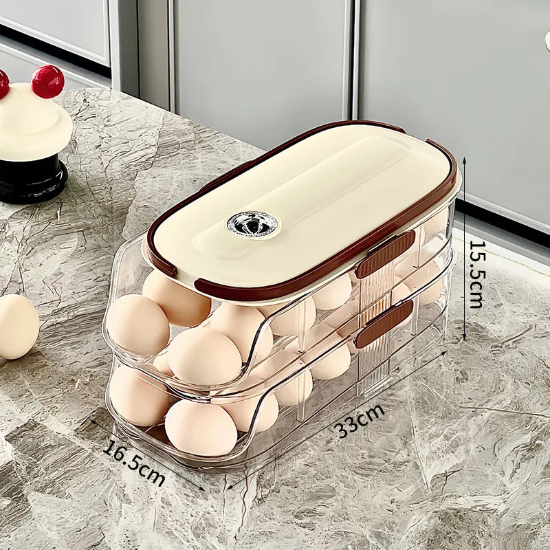 Caja de almacenamiento de huevos para refrigerador doméstico, soporte para huevos rodante automático, organizador de rodillos para huevos, estante para huevos para encimera de cocina, 1 Uds.