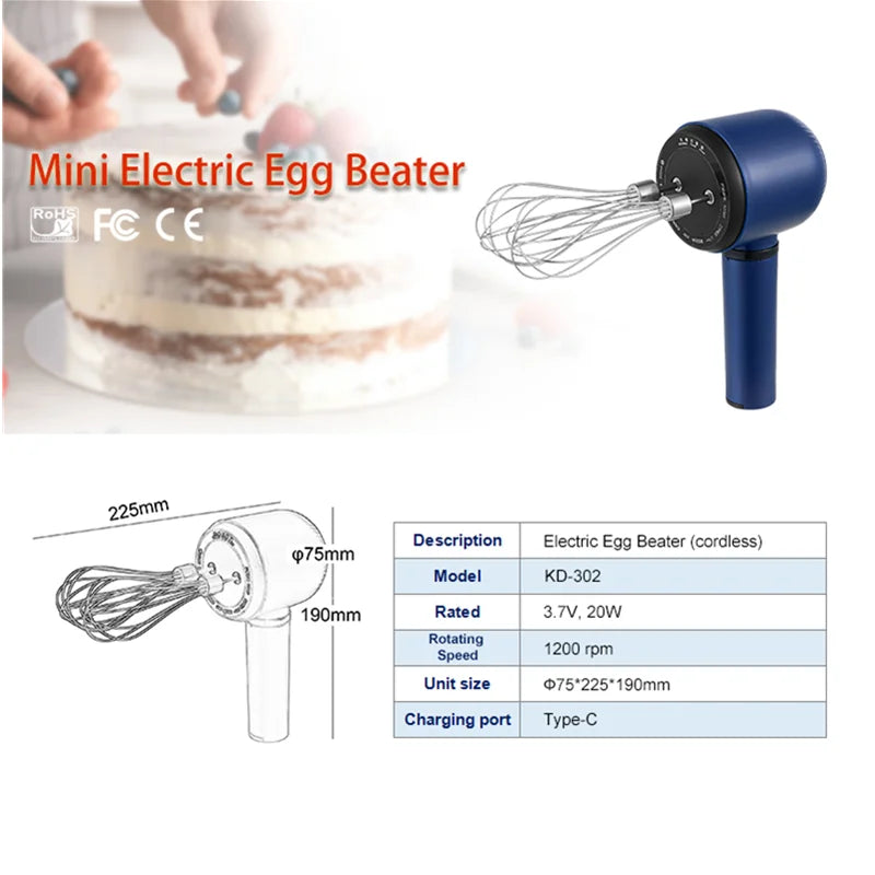 Batidora Eléctrica de Mano 3 en 1 - Espumador de Leche y Batidor de Huevos