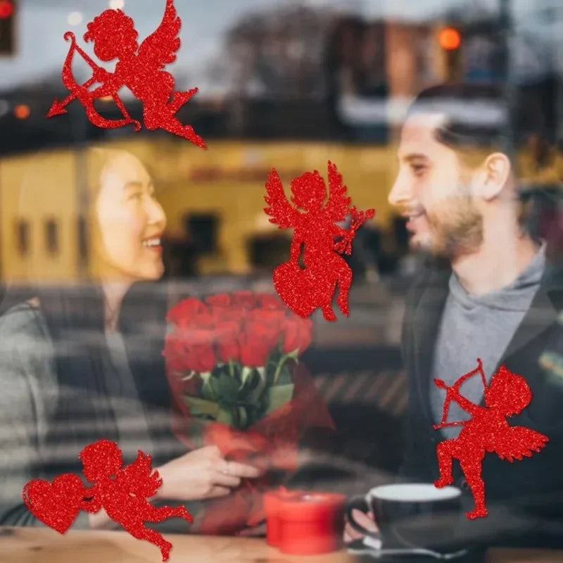 Pegatina para ventana con tema de amor de Cupido para el Día de San Valentín, decoración para fiesta del 14 de febrero de 2026, accesorios para el hogar
