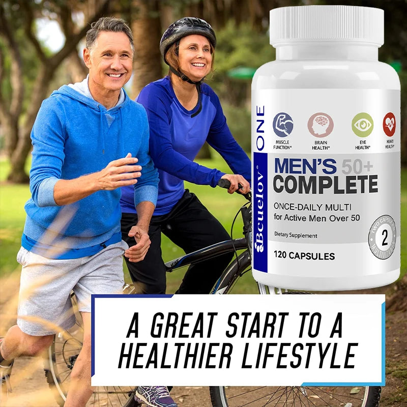 Multivitamina Masculina 50+ Bcuelov | Apoyo para Memoria, Cerebro, Ojos, Corazón, Energía e Inmunidad