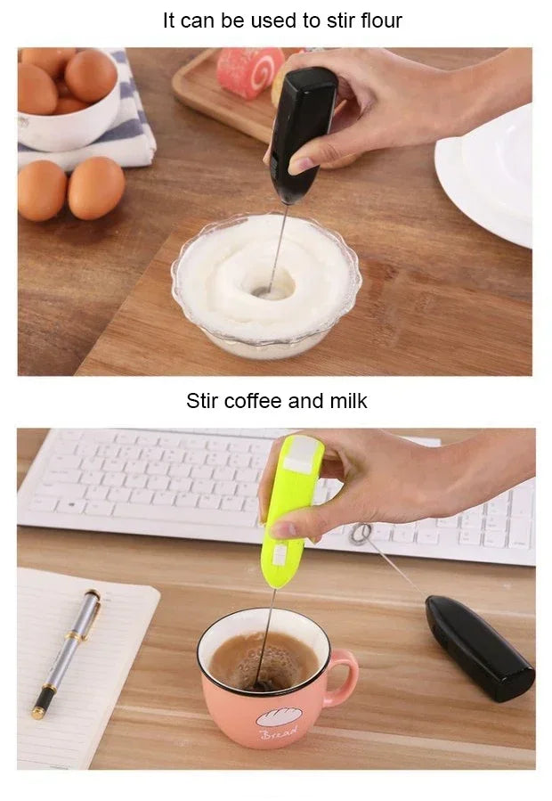 Batidor Eléctrico de Mano Mini - Espumador de Leche para Café y Cocina