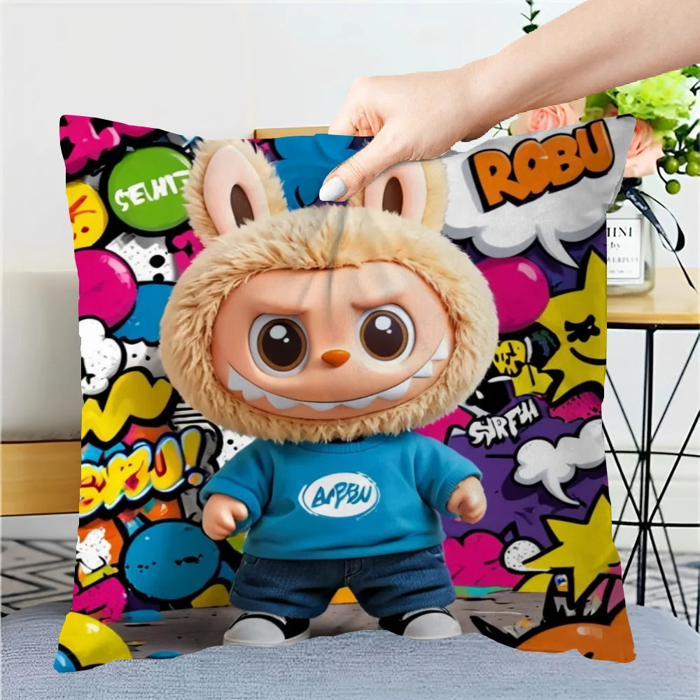 Funda de almohada Funda de cojín Fundas de almohada de anime S-labubus-P Fundas de almohada para almohadas de cama Cojines decorativos Hogar y decoración