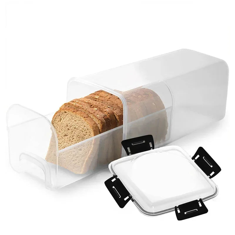 Caja de pan de plástico con tapa y bandeja de sellado, caja de almacenamiento de pan, caja de almacenamiento de pan sándwich, caja de almacenamiento de pasta, tarro multigrano
