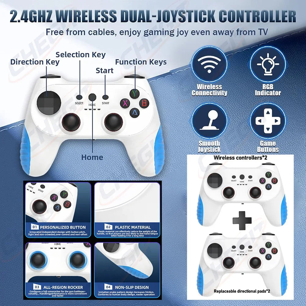 Nuevo 128G 50000 + Game Stick X10 Pro 4K Video TV consola de juegos inalámbricos Gamepads Videojuego/64G 20000+ juegos Arcade clásicos