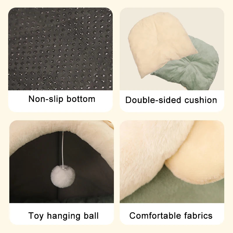 🐾 Cama Tipo Cueva para Gatos – Suave, Lavable y Plegable | Refugio Cálido para Mascotas