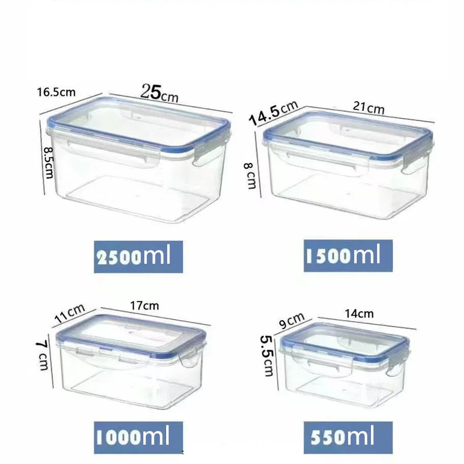 Caja de almacenamiento para refrigerador rectangular sellada con tapa, fiambrera crujiente de plástico calentada por microondas con tapa