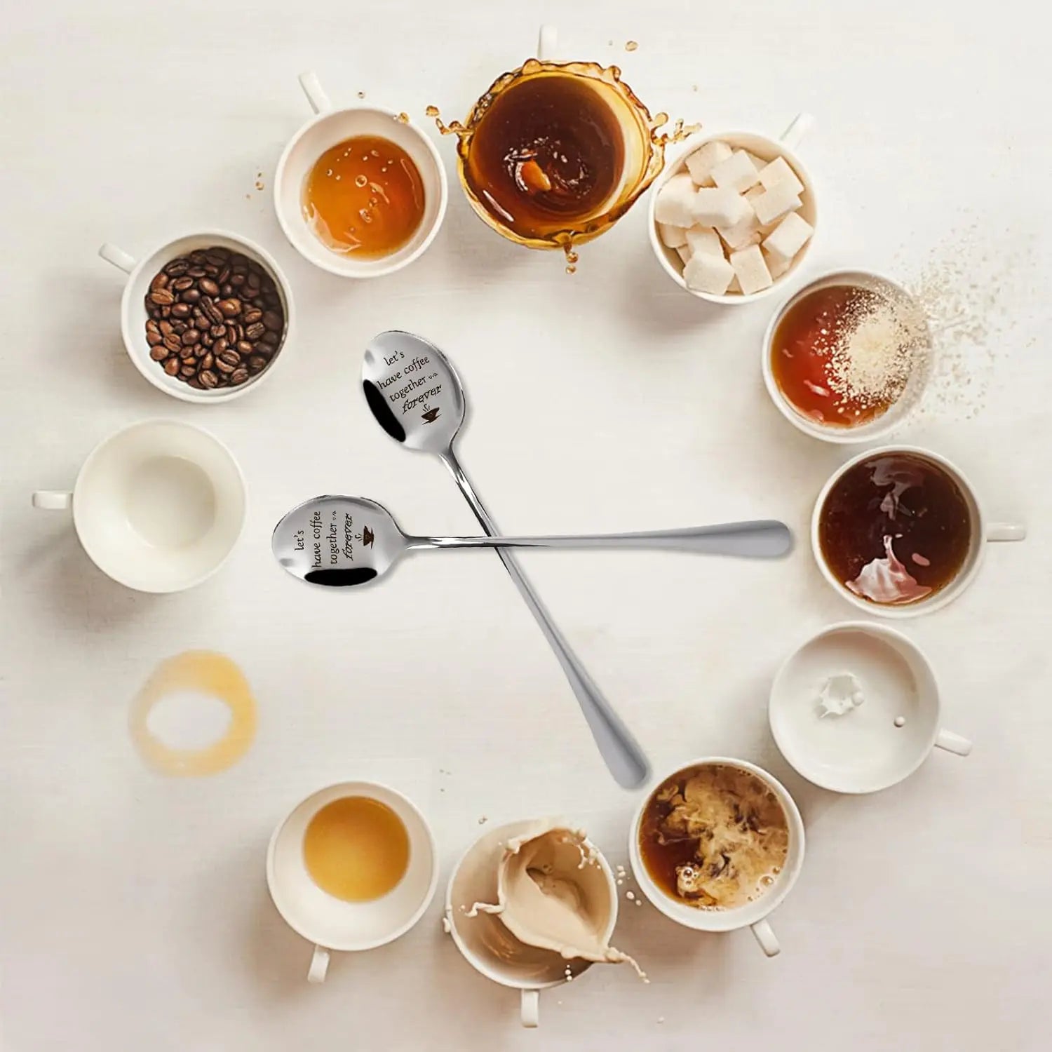 Regalo del Día de San Valentín, cucharas de café con leche de acero inoxidable, letras de amor, recuerdos de boda, regalo de aniversario para novia y novio