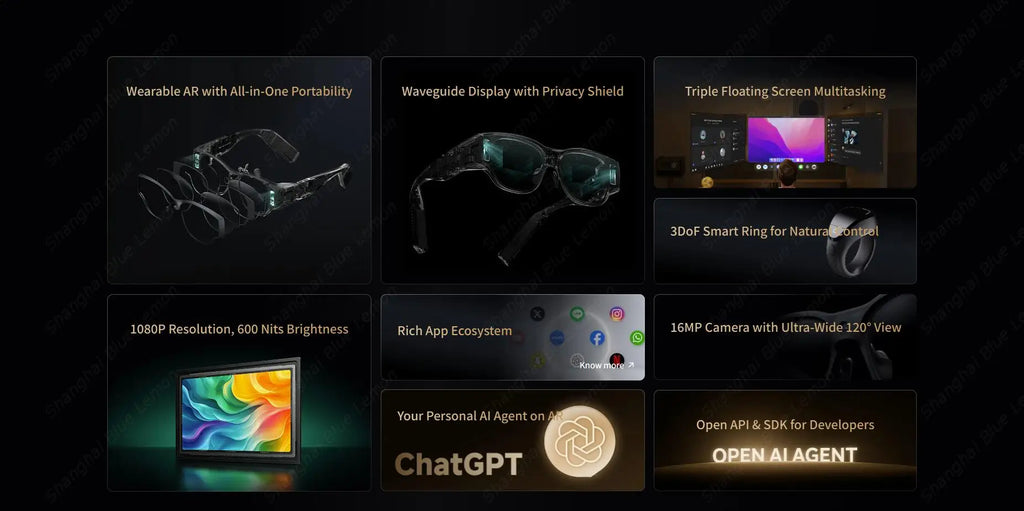 Gafas Inteligentes AR INMO AIR 3 - Realidad Aumentada 1080P con Cámara 16MP y Android