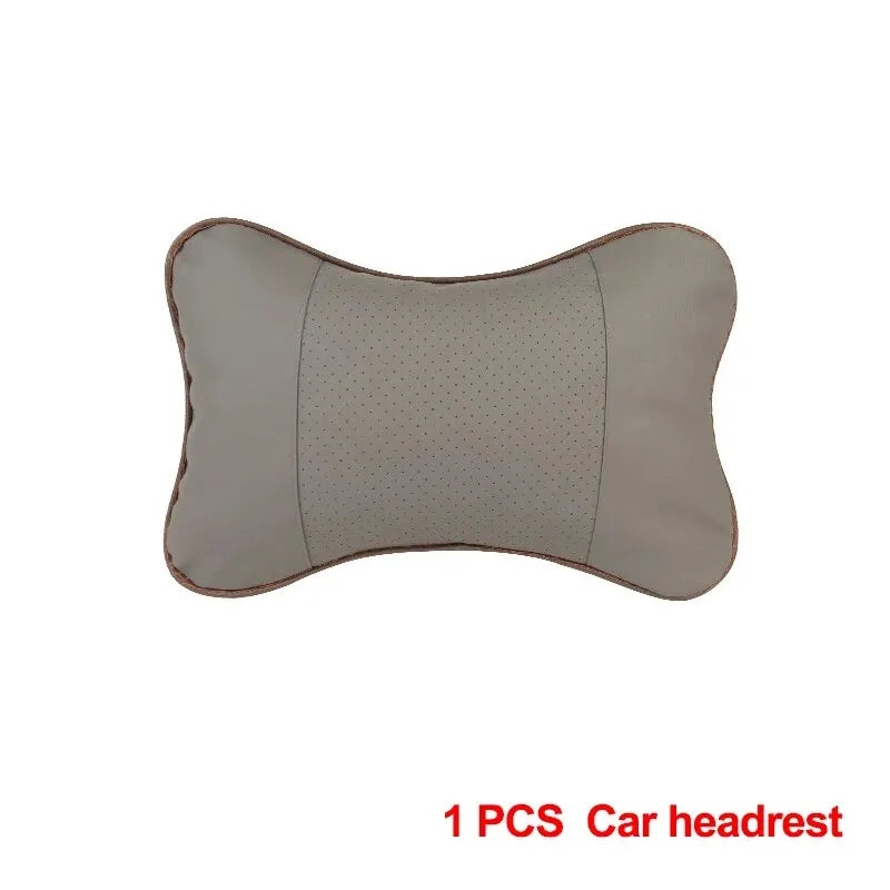 Almohadas para el cuello del coche, paquete de 1 Uds. De cuero Pu de ambos lados, reposacabezas para aliviar el dolor de cabeza, almohada Universal de fibra rellena para coche