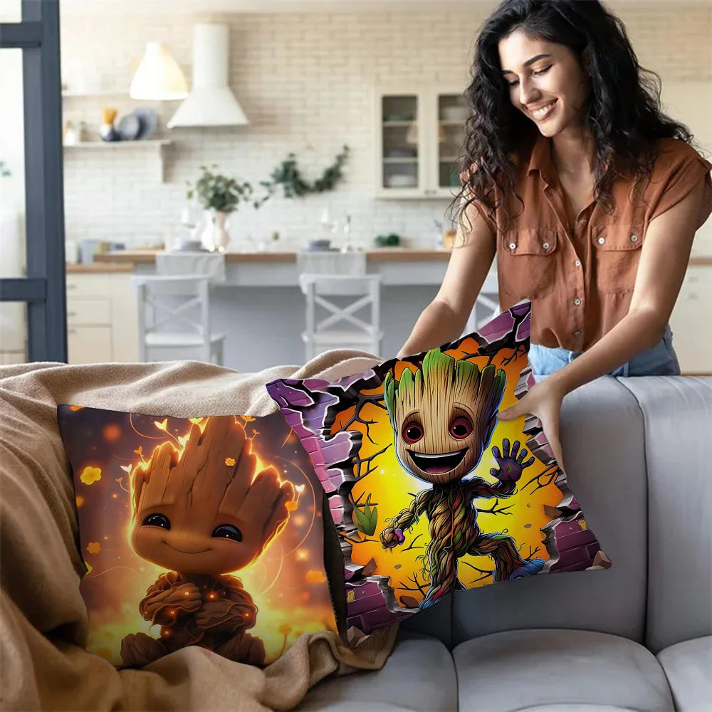 Fundas de Almohada Decorativas MINISO con Dibujos Animados Felpa Suave, Estampado Doble Cara | Ideal para Sofá, Cama y Hogar
