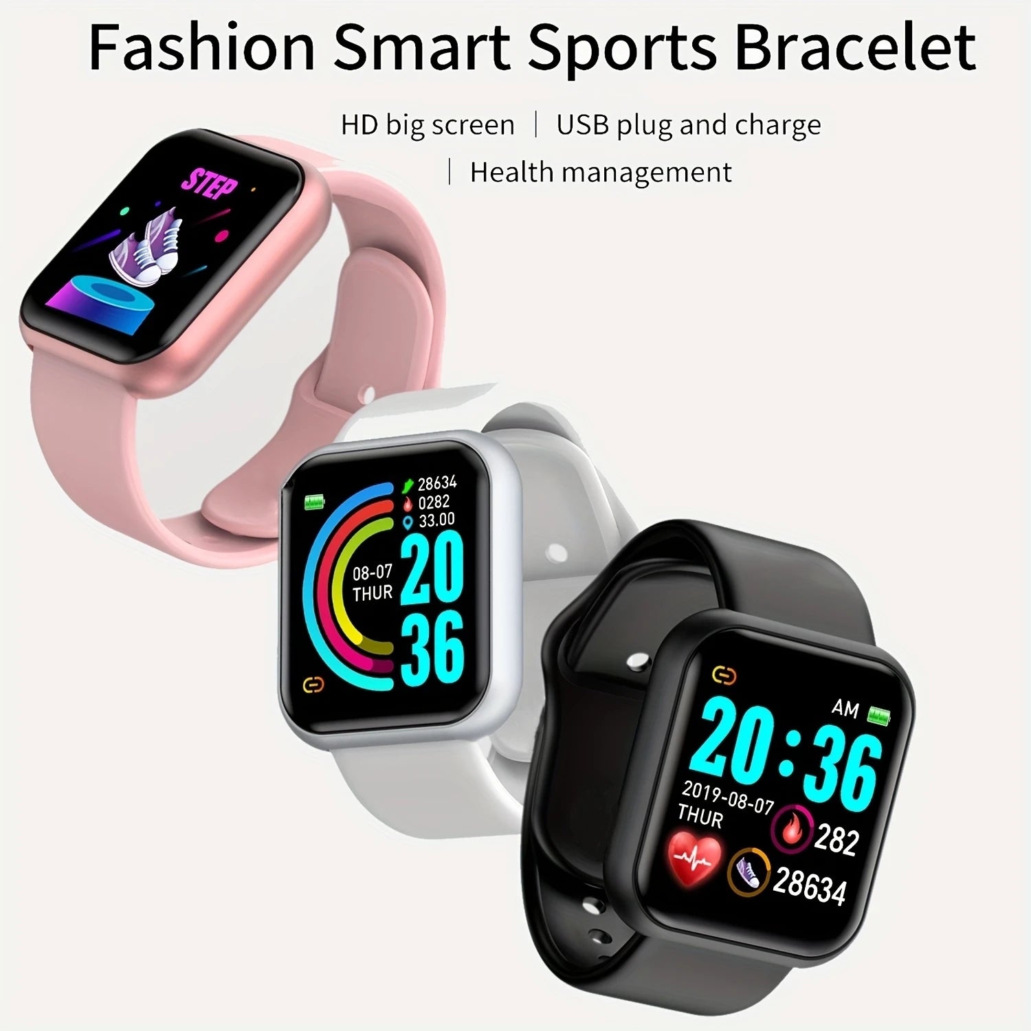 Smartwatch Reloj Inteligente para Hombre y Mujer - Monitor de Fitness con Mensajes - Pulsera Deportiva para Android e iOS