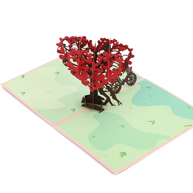 Tarjetas del Día de San Valentín Tarjeta de felicitación de amor 3D Amor Árbol Corazones Pareja para esposa Marido Su él Pareja Popup Tarjeta de boda 1 unids