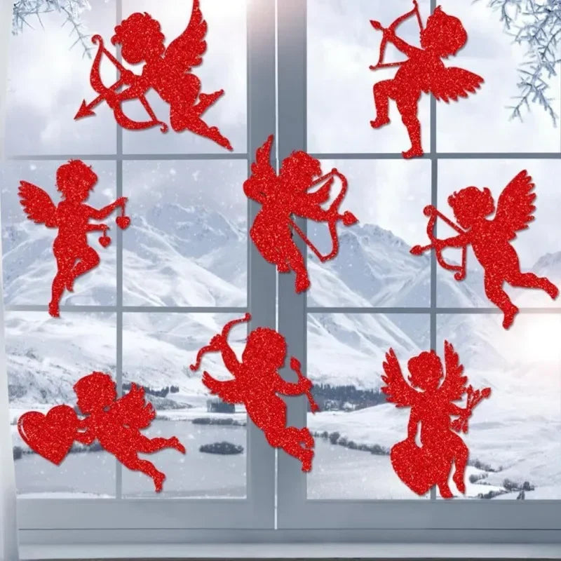 Pegatina para ventana con tema de amor de Cupido para el Día de San Valentín, decoración para fiesta del 14 de febrero de 2026, accesorios para el hogar