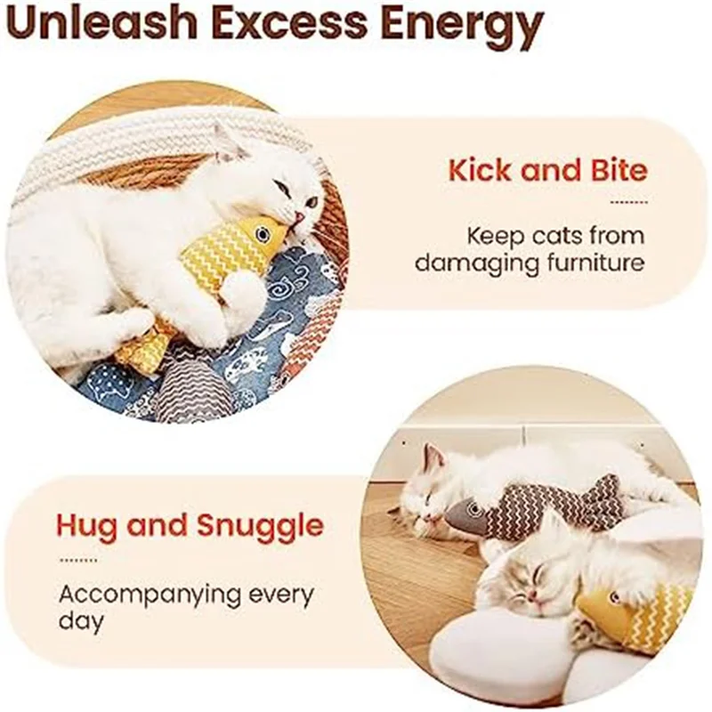 AA81-Pez para gatos, mascota con hierba gatera para masticar gatos para adultos de interior aburrido, paquete de 3