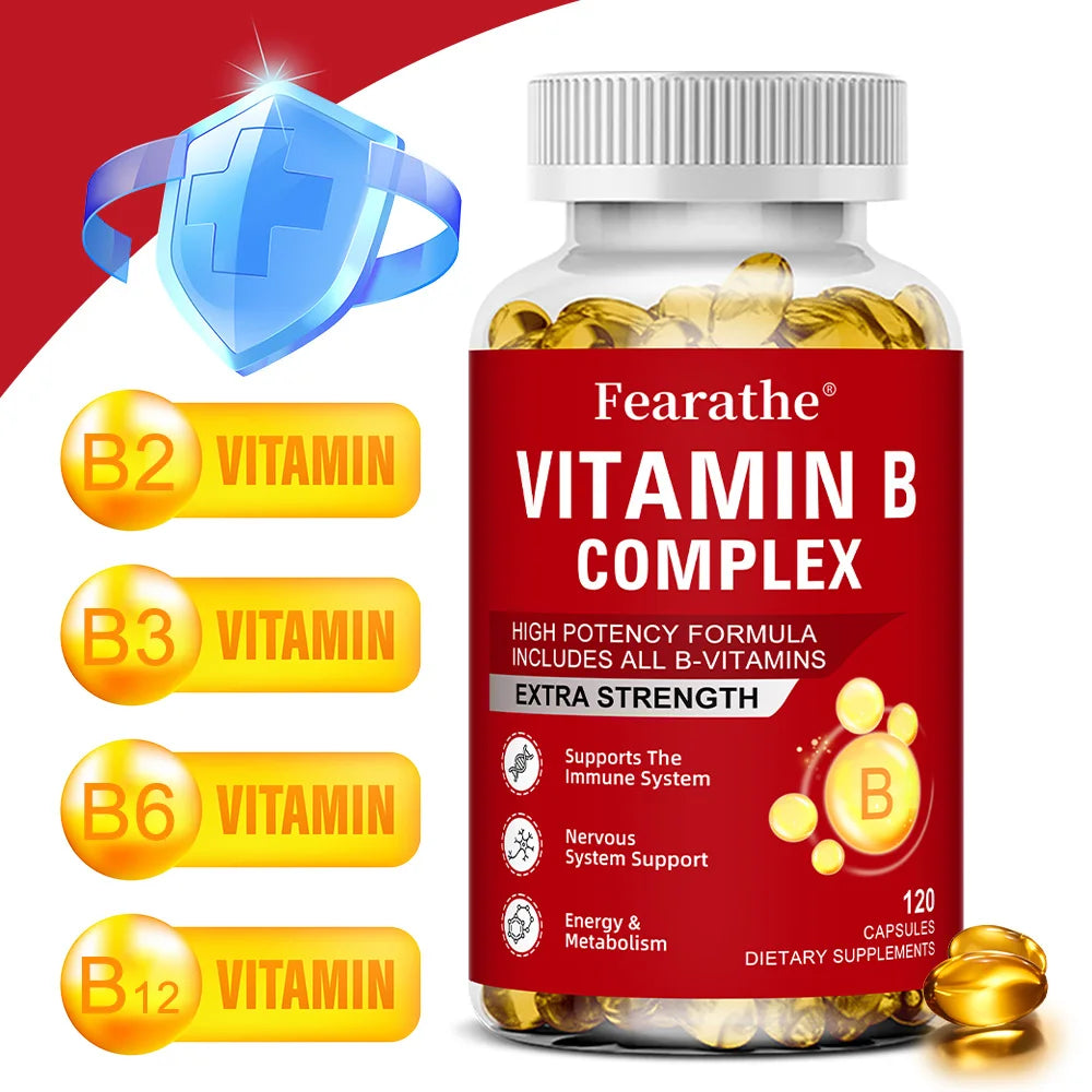 Complejo de Vitamina B Fearathe | B12, B2, B3, B6, Ácido Fólico y Biotina para Energía e Inmunidad