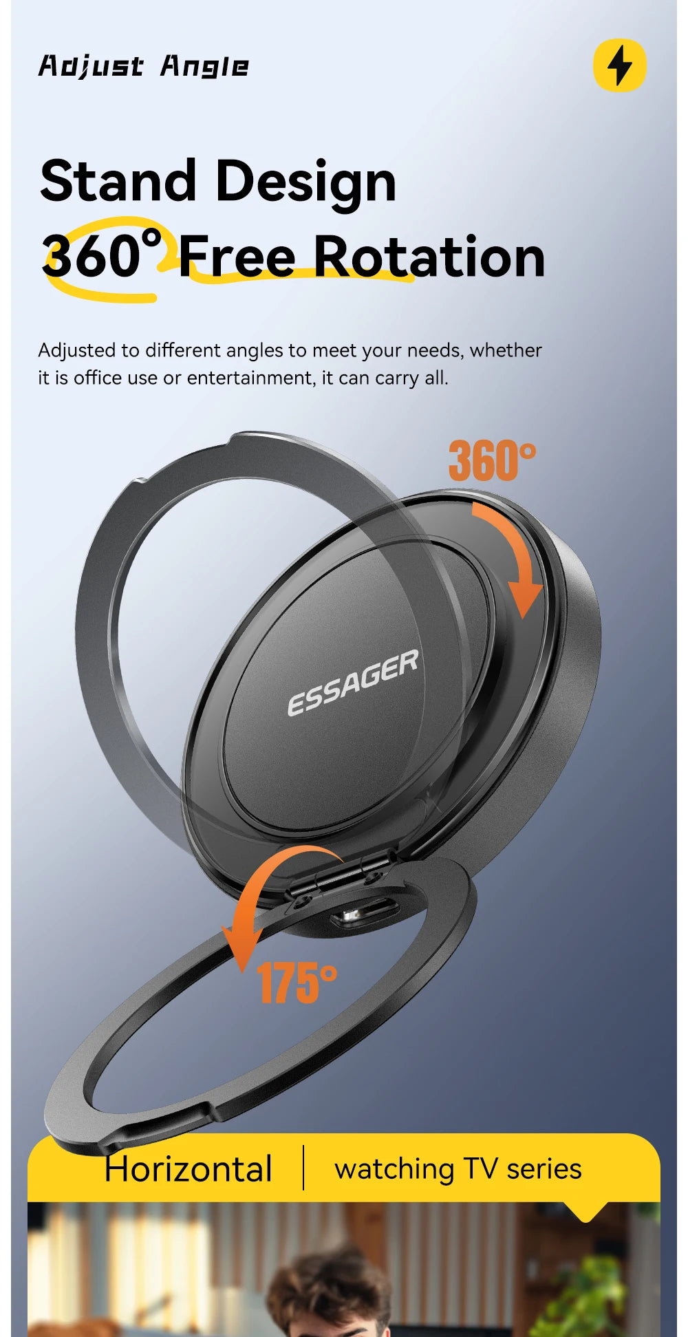 Cargador inalámbrico magnético Essager con soporte 15W carga rápida para iPhone17 16 15 14Pro Max Airpods Mini cargador de teléfono inalámbrico