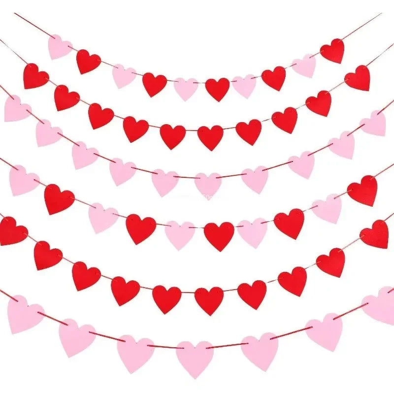 Banner colgante de San Valentín, guirnalda, banderines, corazón de amor rojo, cartel de papel, adorno colgante para puerta, decoración para fiesta de cumpleaños y boda